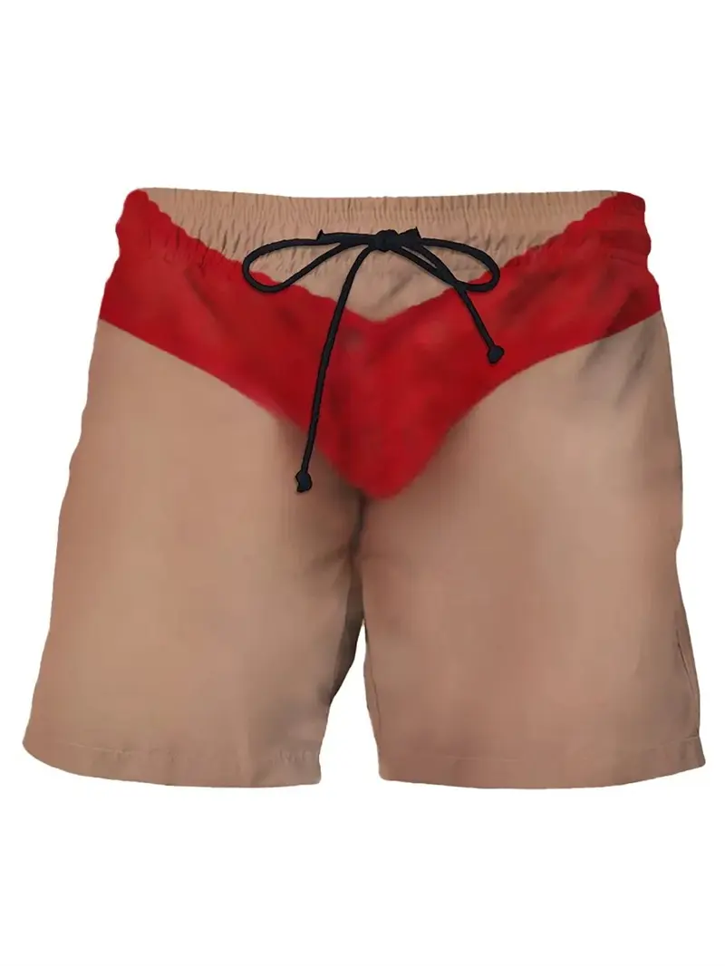 New Summer Men's Board Shorts Swimming Pants Funny Fake Underwear 3d Printed Personality Novelty Unisex Casual Trunks Quick Dry
