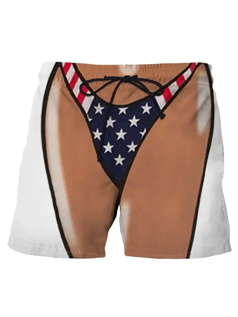 New Summer Men's Board Shorts Swimming Pants Funny Fake Underwear 3d Printed Personality Novelty Unisex Casual Trunks Quick Dry