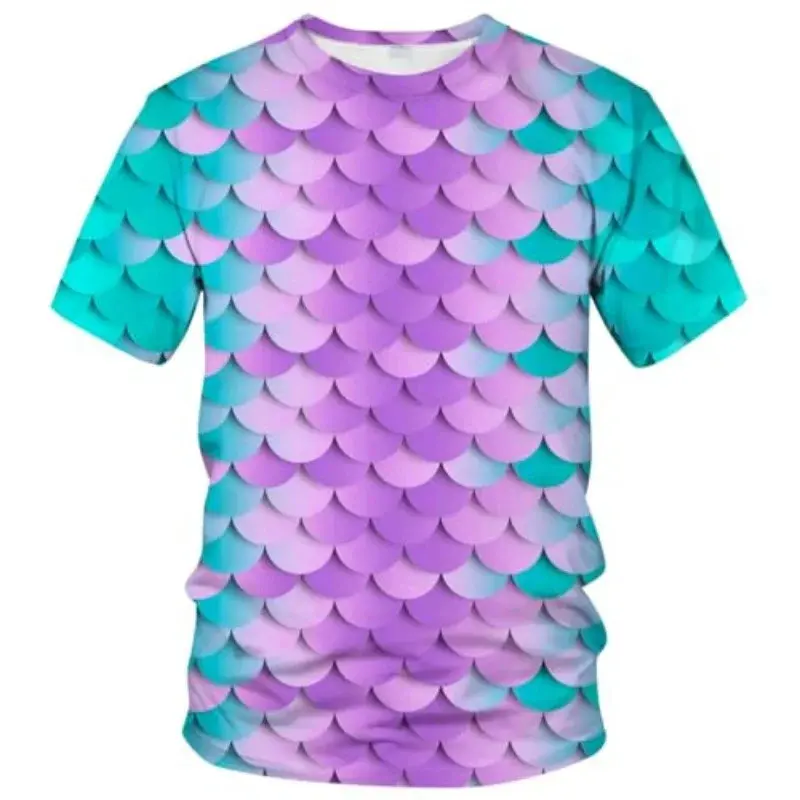 Funny Fish Scale Pattern 3D Print Tshirt Men And Women Summer Fashion Personality O Neck Short Sleeve T Shirt Casual Kid Tee Top