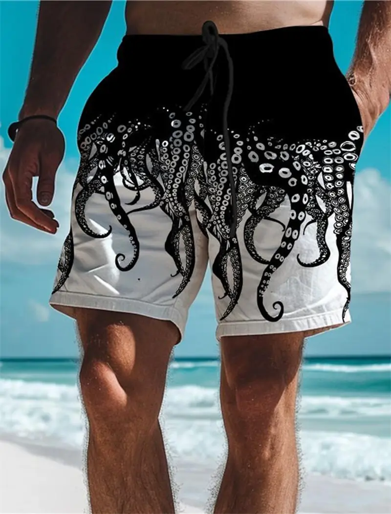 Fashion Sea Fish 3D Printed Men's Beach Shorts Holiday Hawaiian Swimwear Pants Kids Everyday Comfort Breathable Sportwear Pants