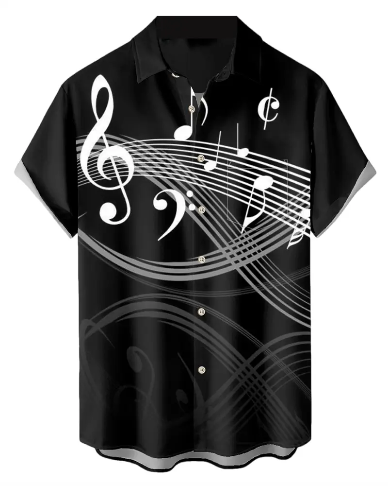 Music Men's Shirt 3d Print Casual Fashion Short Sleeved Shirt For Men Loose Summer Hawaiian Shirt Man Casual Men's Clothing New