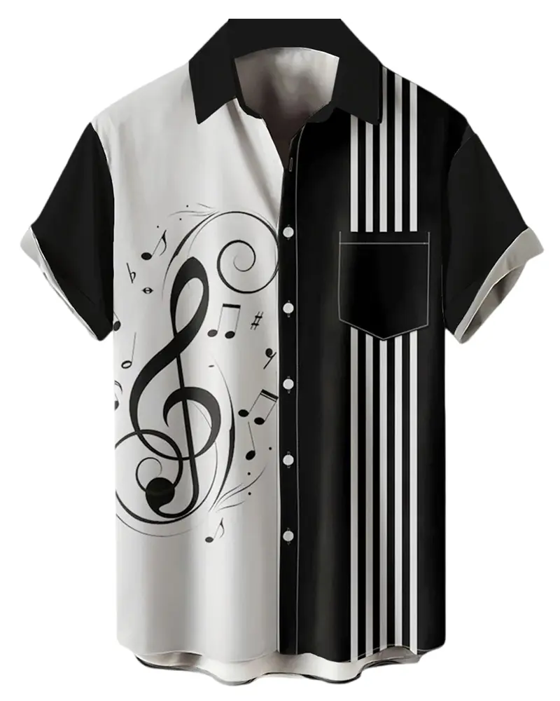 Music Men's Shirt 3d Print Casual Fashion Short Sleeved Shirt For Men Loose Summer Hawaiian Shirt Man Casual Men's Clothing New