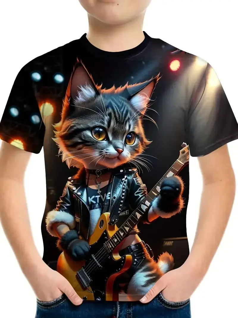 Funny Cat Graphic T-shirts For Men Women 3D Print Short Sleeve Tee Oversized Streetwear T Shirt Casual Summer Men's Clothing