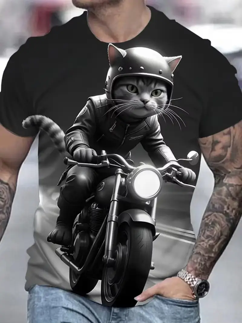 Funny Cat Graphic T-shirts For Men Women 3D Print Short Sleeve Tee Oversized Streetwear T Shirt Casual Summer Men's Clothing