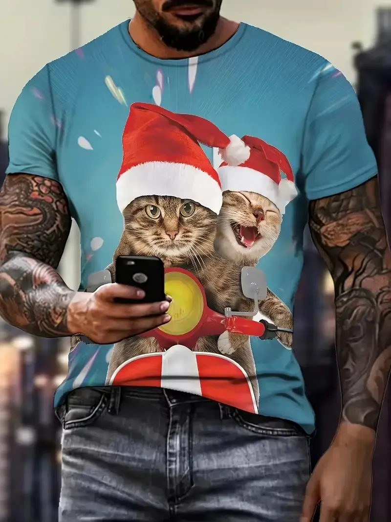 Funny Cat Graphic T-shirts For Men Women 3D Print Short Sleeve Tee Oversized Streetwear T Shirt Casual Summer Men's Clothing