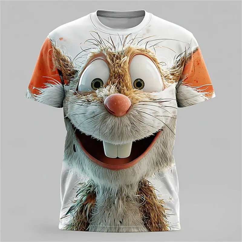 Funny Animal Graphic Print T-shirt Men Short Sleeve Tees Men's Summer T-shirts Horse Squirrel Graphic Tee Women Summer Clothes