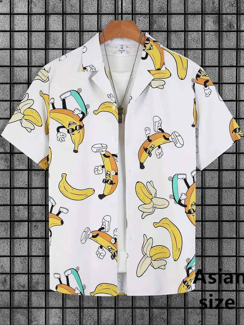 2025 New Funny Banana Pattern Men Hawaiian Shirt 3d Print Novelty Trendy Beach Blouse For Men Women Summer Casual Aloha Tops