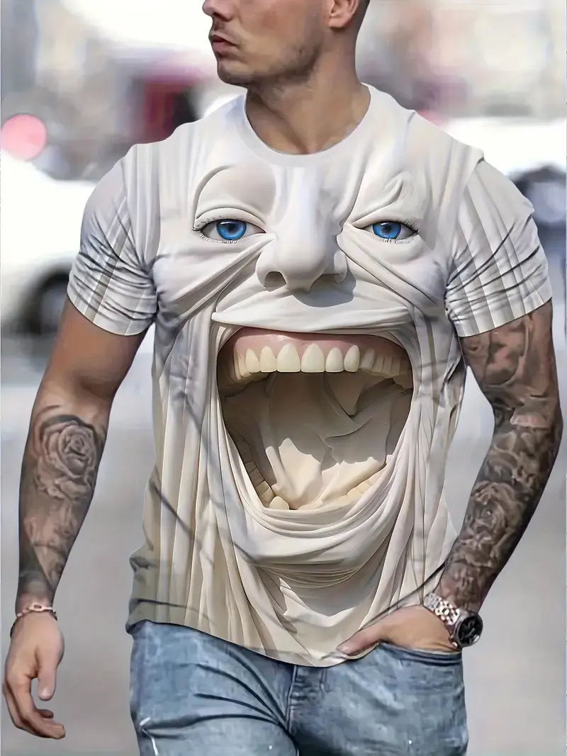 3D Printed Funny Abstract Face Graphic T-Shirt For Men Women Street Casual Short Sleeve Unisex Tee Shirt Oversized Men's Tshirts