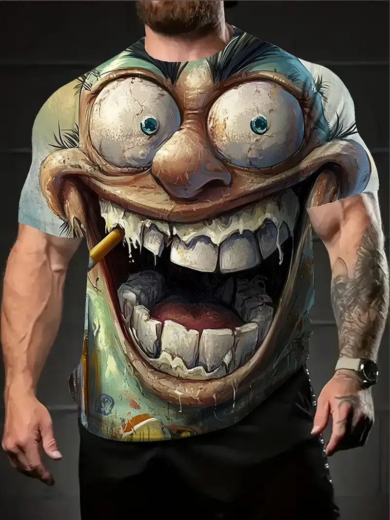 3D Printed Funny Abstract Face Graphic T-Shirt For Men Women Street Casual Short Sleeve Unisex Tee Shirt Oversized Men's Tshirts