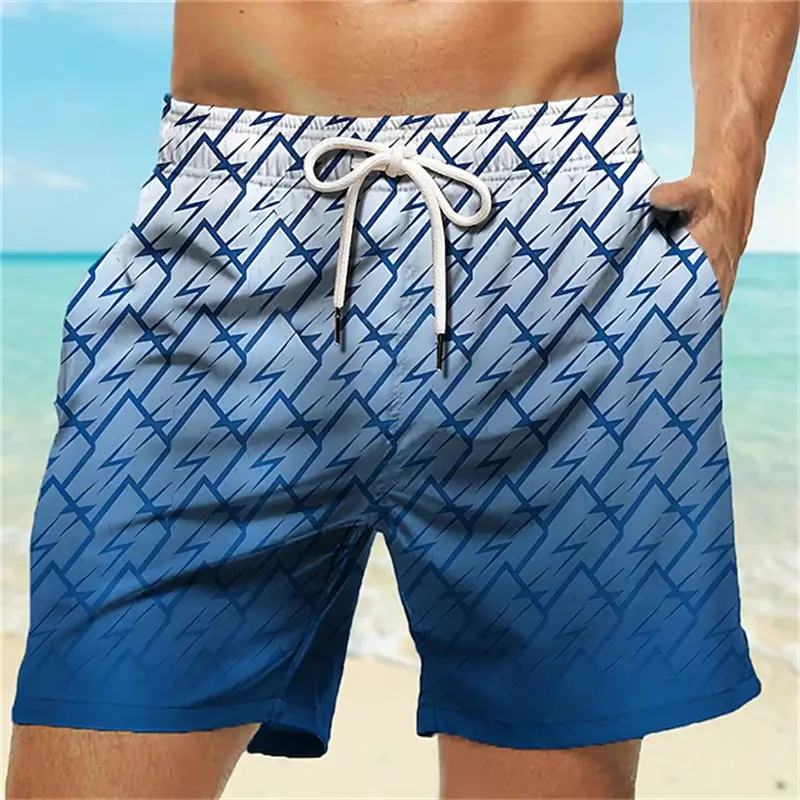 Simple Geometry Graphic Swim ShortsFor Men New Pop Summer 3D Printed Quick Drying Short Pants Unisex Casual Sports Beach Shorts