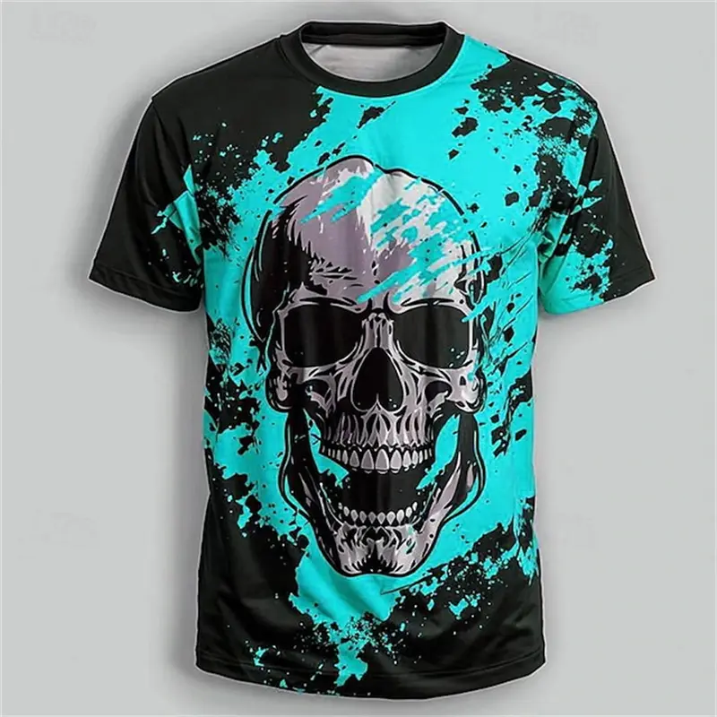Y2k Men's T Shirt Fashion Casual Vintage Skull 3D Print Summer O Neck Top Men Hip Hop Dragon Pattern Oversize Men Street T-shirt