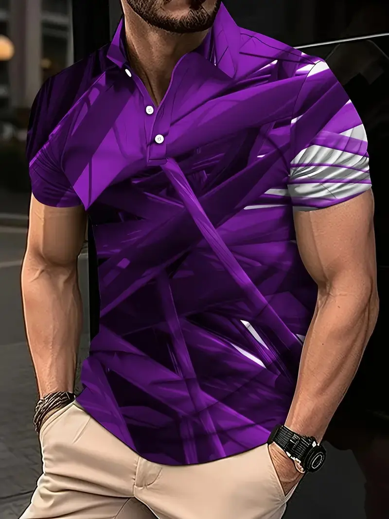 Summer Men's Polo Shirt Fashion Color Block Colorful Artistic Men Shirt Striped Polo Shirts Men Casual Golf Short Sleeve Tops