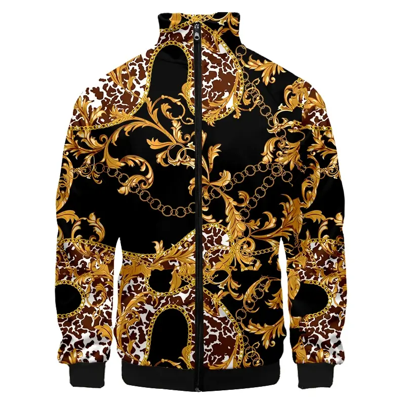 Luxury Baroque 3D Print Jacket for Men Women Sweatshirt Fashion Jacket Oversized Clothing Harajuku Couple Baseball Tops New