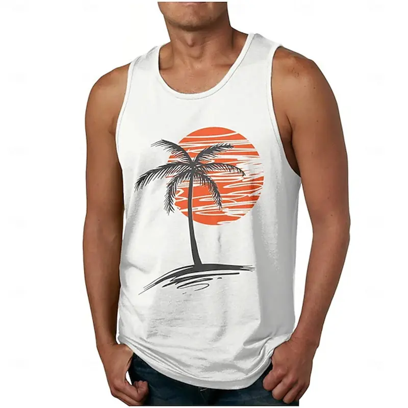 Men's Summer Sports Tank Tops 3D Print Setting Sun Graphic Casual Comfortable Sleeveless Vest Fashion Fitness Gym Men Tank Tops