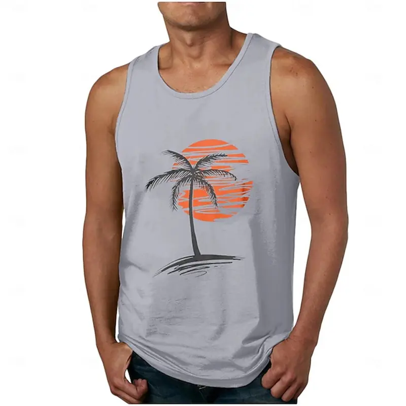 Men's Summer Sports Tank Tops 3D Print Setting Sun Graphic Casual Comfortable Sleeveless Vest Fashion Fitness Gym Men Tank Tops