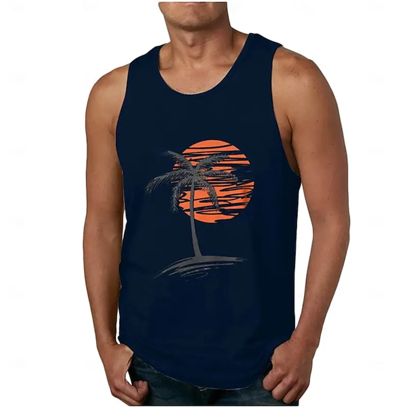 Men's Summer Sports Tank Tops 3D Print Setting Sun Graphic Casual Comfortable Sleeveless Vest Fashion Fitness Gym Men Tank Tops