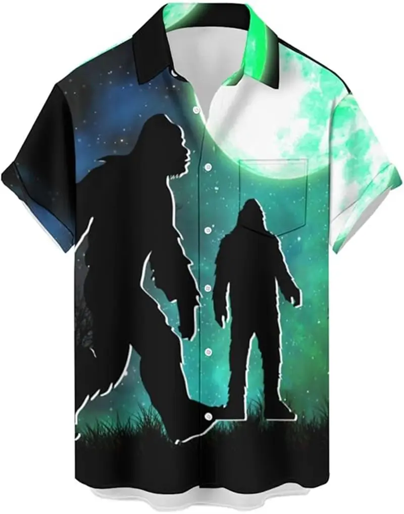 Funny Alien Graphic 3D Print Shirts For Men Women Oversized Hip Pop Shirt Male Clothing Casual Shirt Lapel Button Summer Blouse