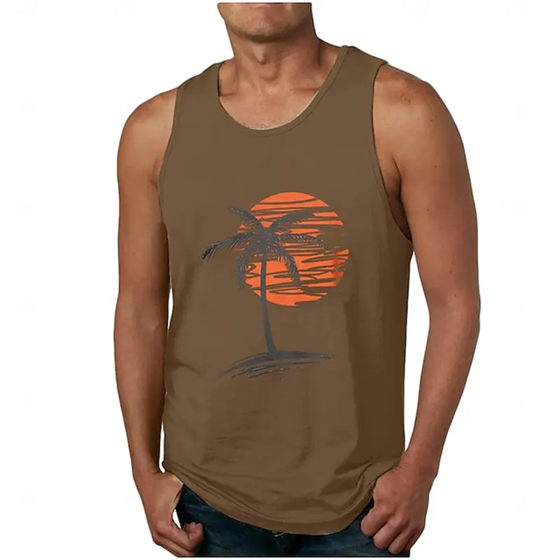 Men's Summer Sports Tank Tops 3D Print Setting Sun Graphic Casual Comfortable Sleeveless Vest Fashion Fitness Gym Men Tank Tops