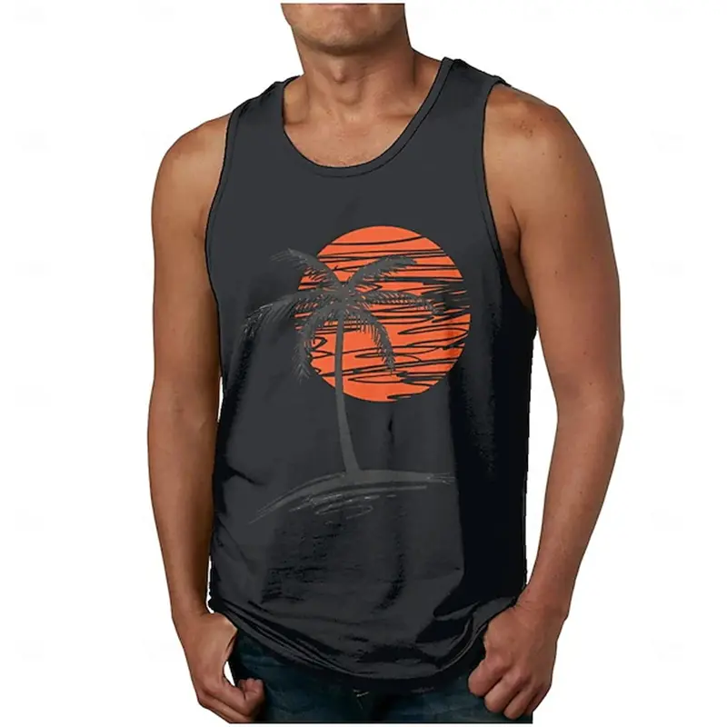 Men's Summer Sports Tank Tops 3D Print Setting Sun Graphic Casual Comfortable Sleeveless Vest Fashion Fitness Gym Men Tank Tops