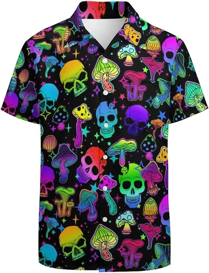 Funny Alien Graphic 3D Print Shirts For Men Women Oversized Hip Pop Shirt Male Clothing Casual Shirt Lapel Button Summer Blouse