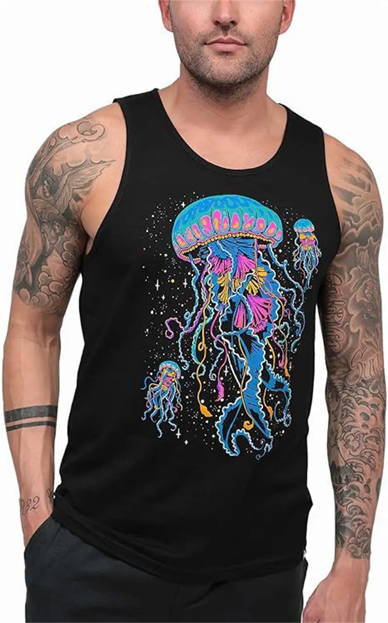 3D Black Graffiti Tank For Men's Summer Street Quick-dry Man Vest Sleeveless Round-Neck Plus Size Tops 6XL Sports Tank Tops