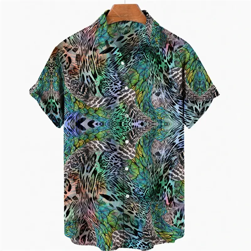 Sexy Leopard Men's Shirt Summer Mens 3D Graphic Holiday Hawaiian Shirts 2024 Fashion Casual Button Lapel Short Sleeve Tee Tops