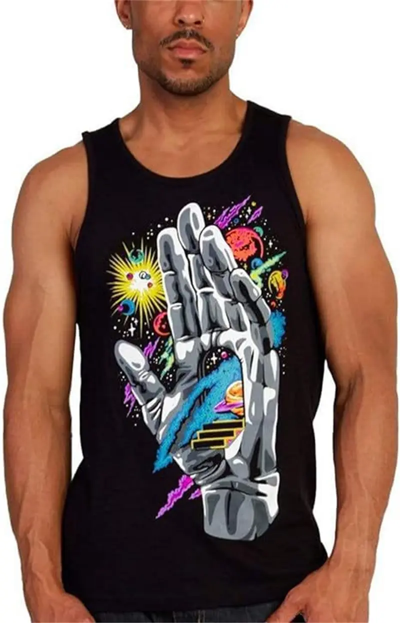 3D Black Graffiti Tank For Men's Summer Street Quick-dry Man Vest Sleeveless Round-Neck Plus Size Tops 6XL Sports Tank Tops