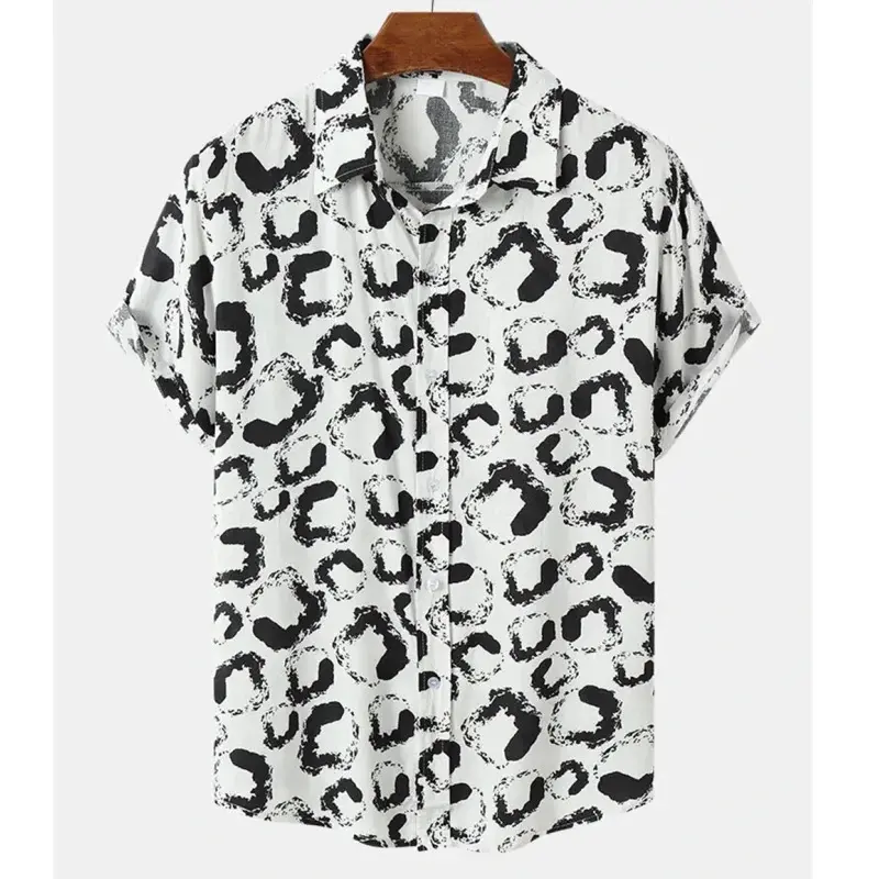 Sexy Leopard Men's Shirt Summer Mens 3D Graphic Holiday Hawaiian Shirts 2024 Fashion Casual Button Lapel Short Sleeve Tee Tops