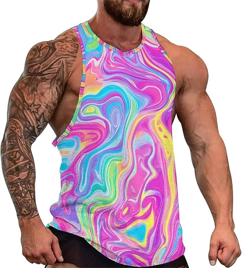 Fashion Psychedelic Pattern 3d Print Tank Top For Men 2025 Summer New Street Sleeveless Vest Personality Men Sport Gym Y2k Tops