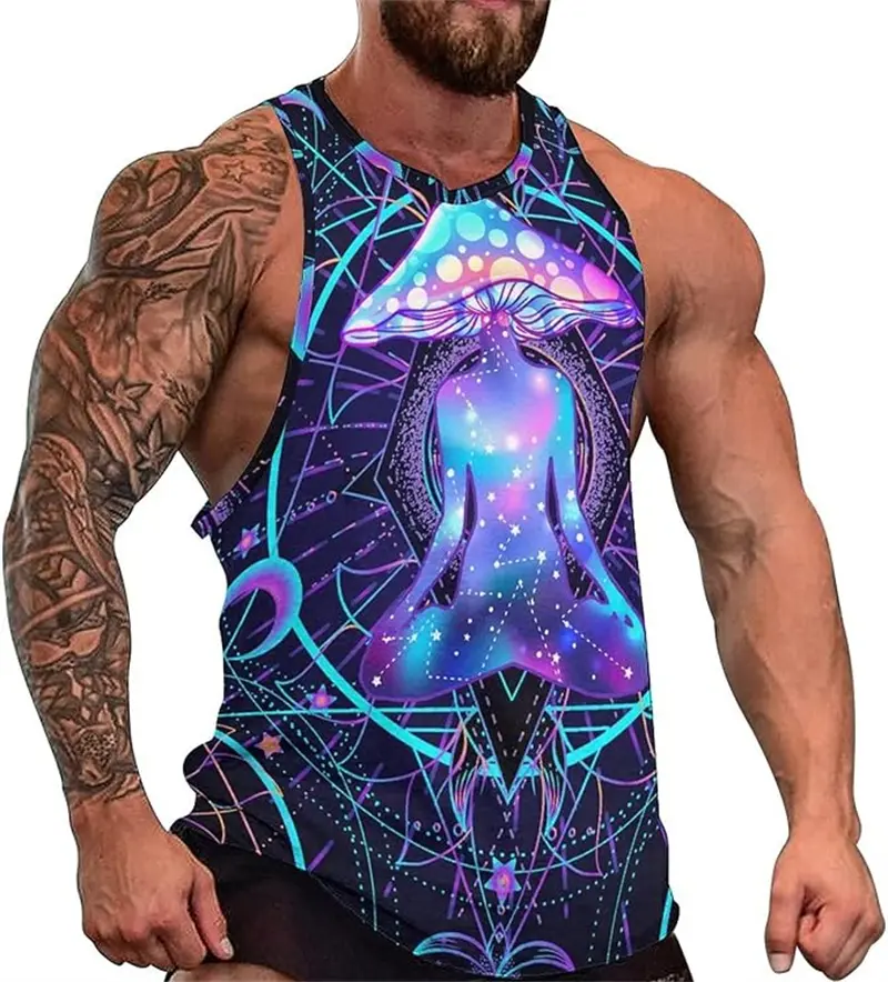 Fashion Psychedelic Pattern 3d Print Tank Top For Men 2025 Summer New Street Sleeveless Vest Personality Men Sport Gym Y2k Tops