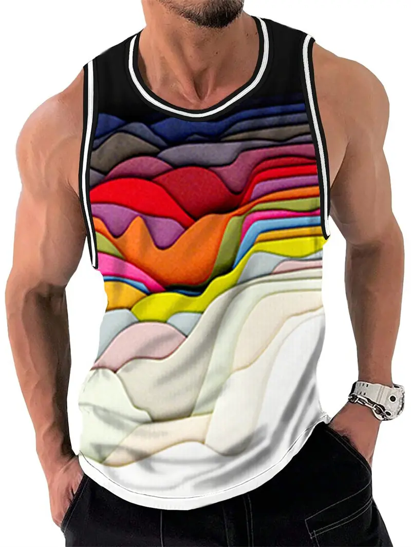 Vintage Rainbow Flowers 3D Print Tank Top Men Women Vacation Party Fashion Casual Y2k Clothing Oversized Sleeveless T-shirt Vest