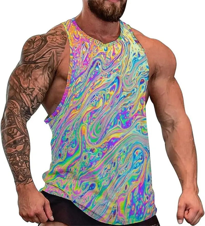 Fashion Psychedelic Pattern 3d Print Tank Top For Men 2025 Summer New Street Sleeveless Vest Personality Men Sport Gym Y2k Tops