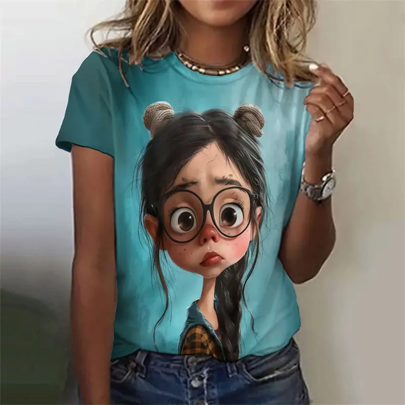Anime Girls 3D Print Women T Shirt Y2k Tops Girl Plus Size Anime Graphic Tee Female Trend Harajuku Short Sleeve Tees Clothing