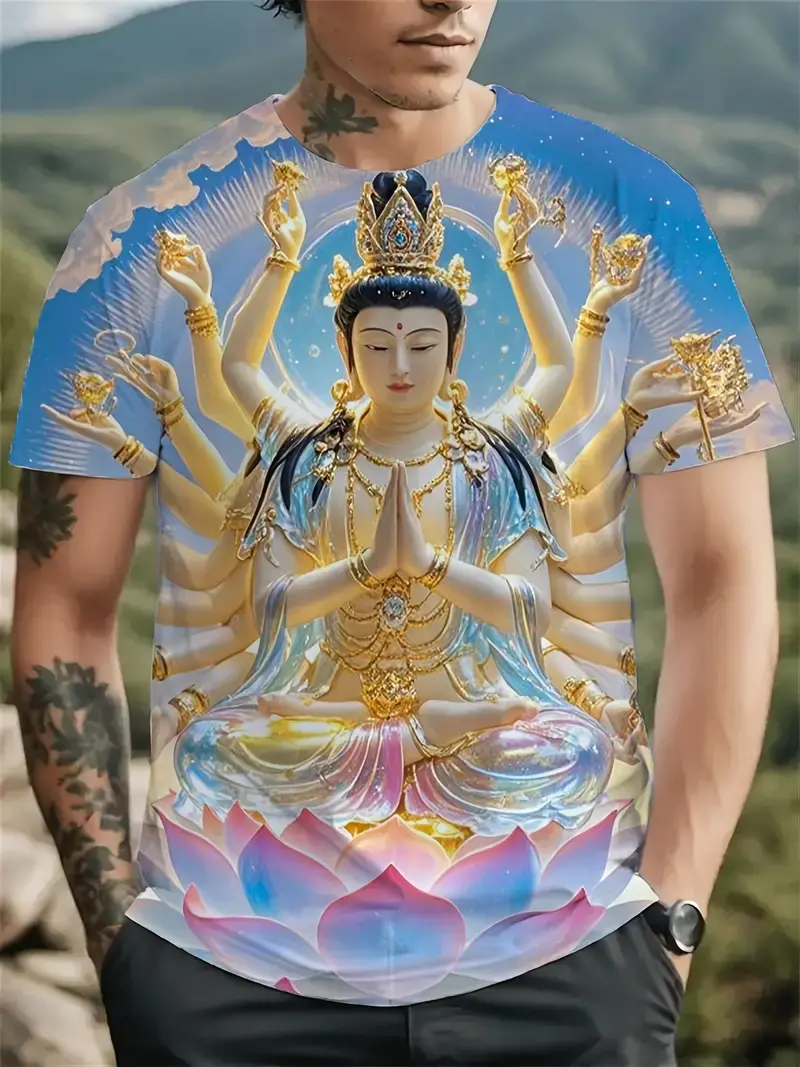 3D Print Buddha Shakyamuni Buddhist T Shirt Ancient India Spiritual Totem Kid Streetwear T-shirts Summer Fashion Mens Clothing