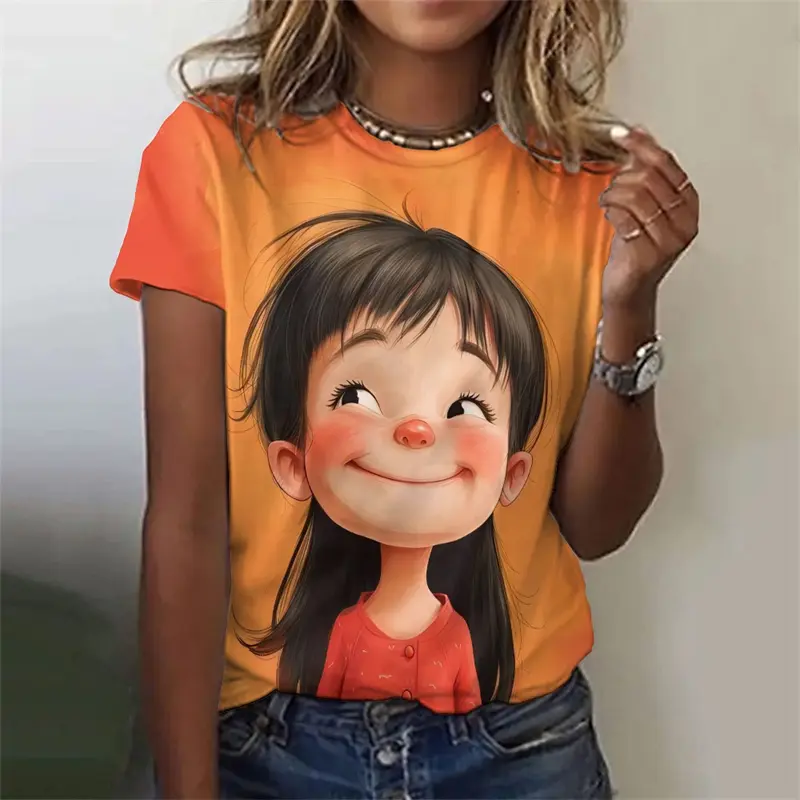 Anime Girls 3D Print Women T Shirt Y2k Tops Girl Plus Size Anime Graphic Tee Female Trend Harajuku Short Sleeve Tees Clothing