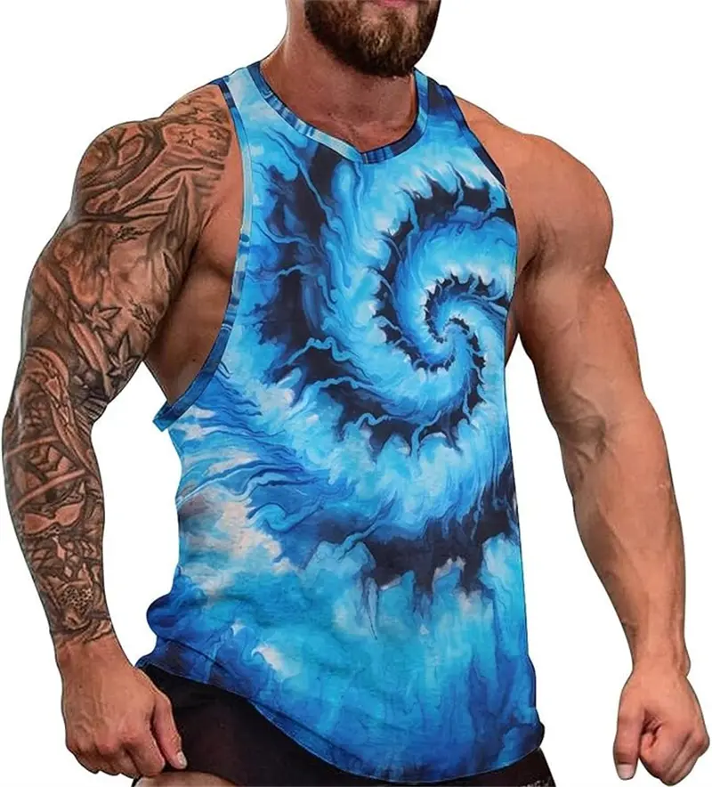 Fashion Psychedelic Pattern 3d Print Tank Top For Men 2025 Summer New Street Sleeveless Vest Personality Men Sport Gym Y2k Tops