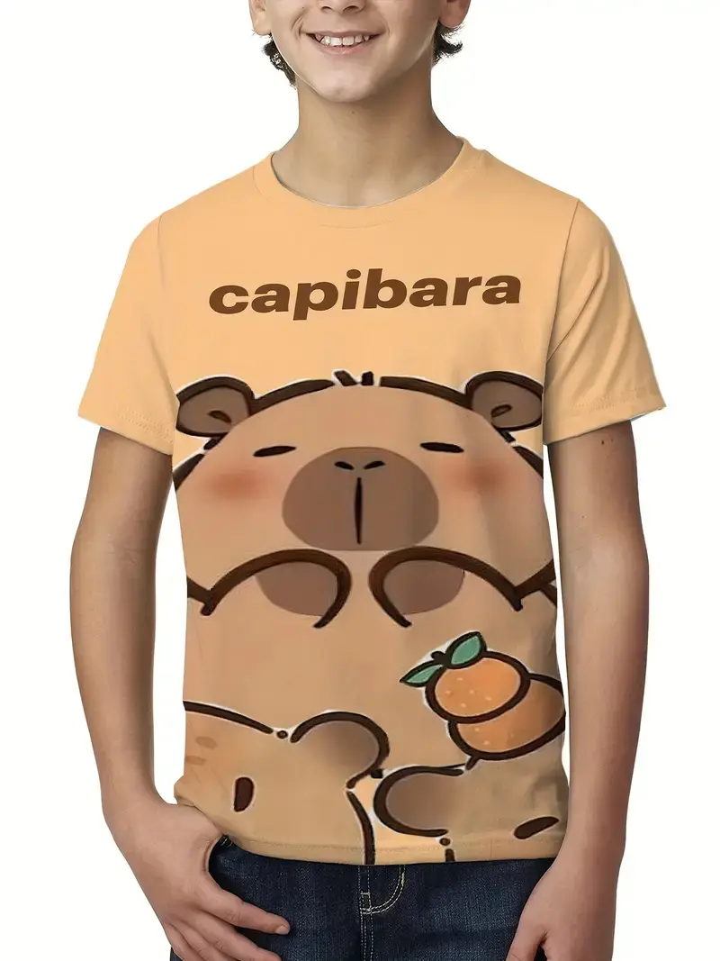 Cute Cartoon Capybara Graphic T Shirt Men Women 2025 Summer New Animal Capybara T-Shirts Casual Oversized Kids Boys Tees Tops