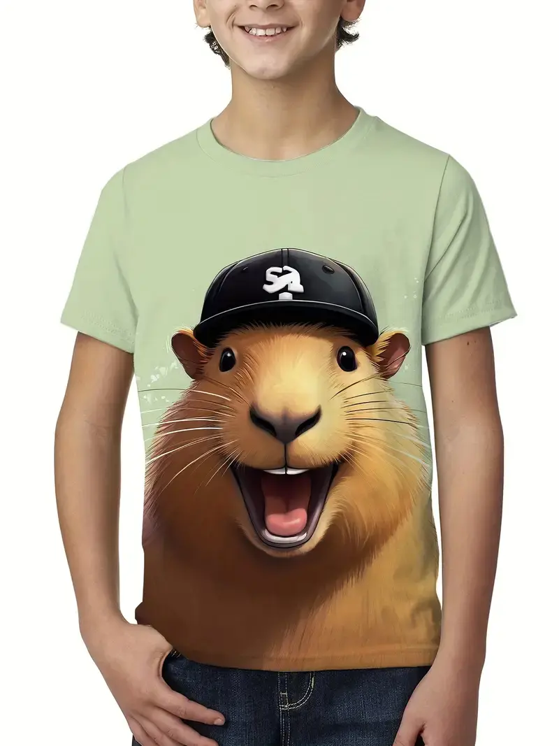 Cute Cartoon Capybara Graphic T Shirt Men Women 2025 Summer New Animal Capybara T-Shirts Casual Oversized Kids Boys Tees Tops