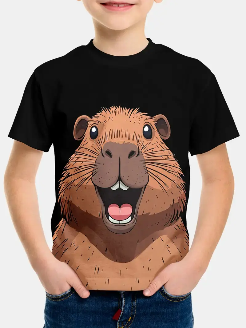 Cute Cartoon Capybara Graphic T Shirt Men Women 2025 Summer New Animal Capybara T-Shirts Casual Oversized Kids Boys Tees Tops