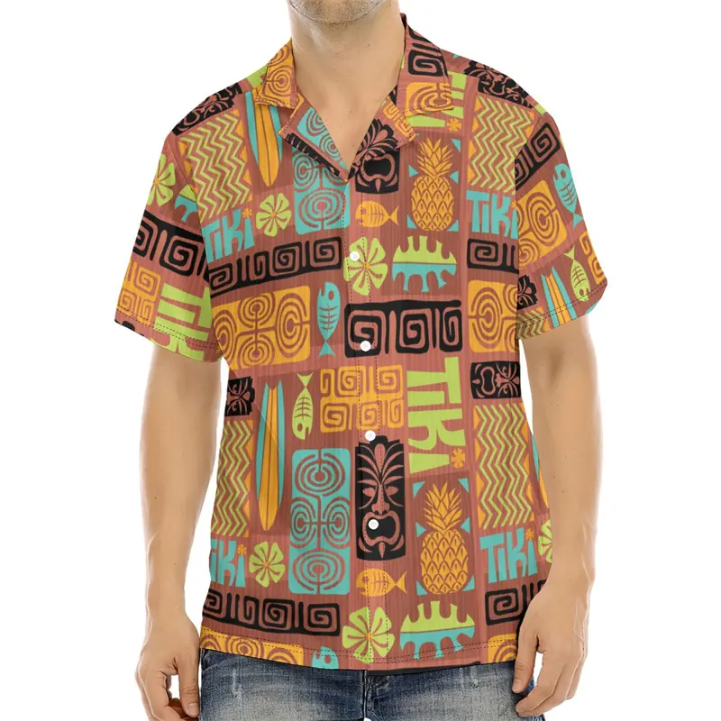 Tiki Moai 3D Print Hawaii Shirts Men Women Vintage Funny Vegetables Graphic Blouses Kids Casual Y2k Beach Shirts Unisex Clothing