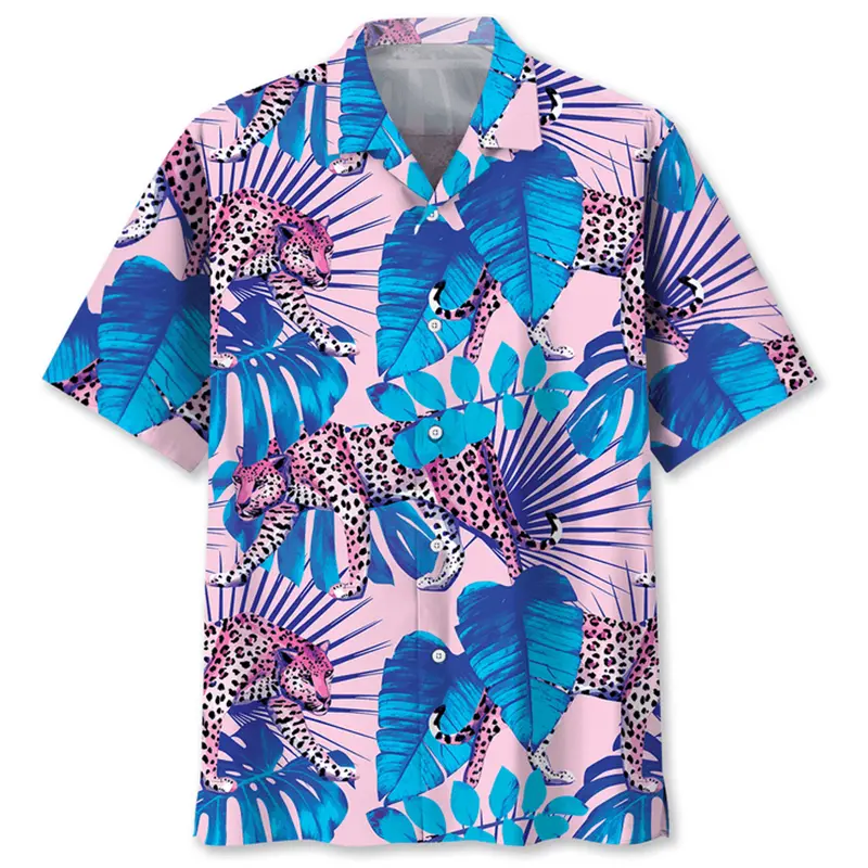 Funny Frog Graphic Hawaiian Shirt For Men Animal Leopard 3D Printed Aloha Shirts Casual Streetwear Short Sleeve Blouse Y2k Tops