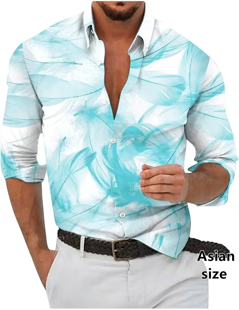 Casual Shirt Men Colorful Art 3D Print Long Sleeve Shirts Spring Summer Elegant Blouse Oversized Unisex Streetwear Y2k Clothing