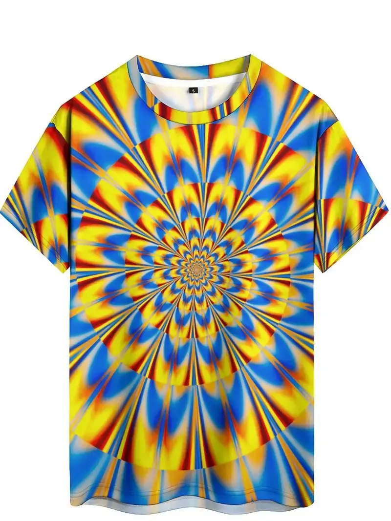 Summer Abstract Color Graphic T Shirts For Men Casual 2025 New 3D Print Tee Hip Hop Harajuku Personality Kids Short Sleeve Tees