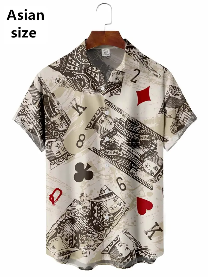 3d Printed Poker Game Pattern Hawaiian Shirts For Men Summer Fashion Short Sleeve Tops New Design Summer Harajuku Women Blouse