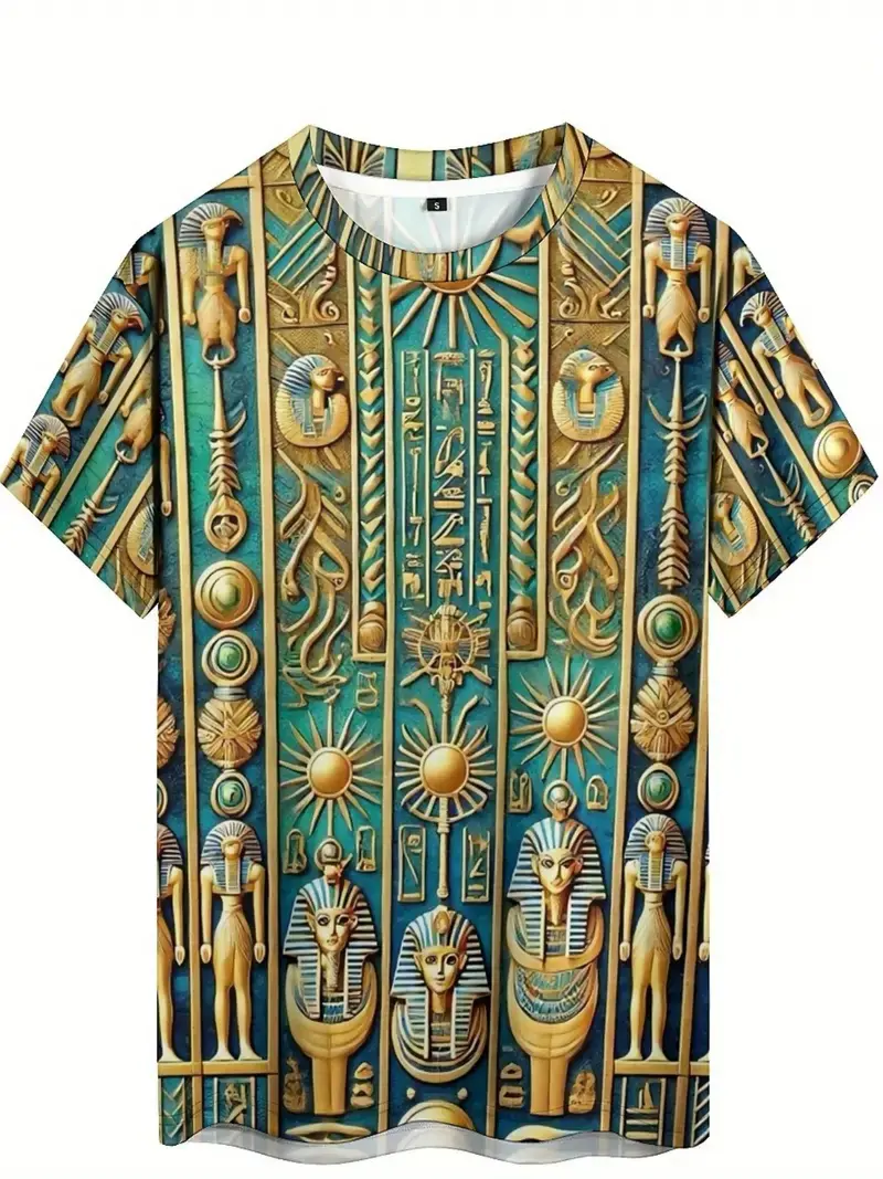 Ancient Egypt Graphic 3D Printed T-Shirt For Men Pharaoh Pattern T Shirts Summer Casual Tees Round Neck Tops Loose Short Sleeves