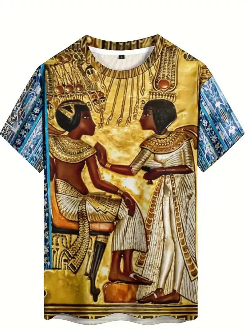 Ancient Egypt Graphic 3D Printed T-Shirt For Men Pharaoh Pattern T Shirts Summer Casual Tees Round Neck Tops Loose Short Sleeves
