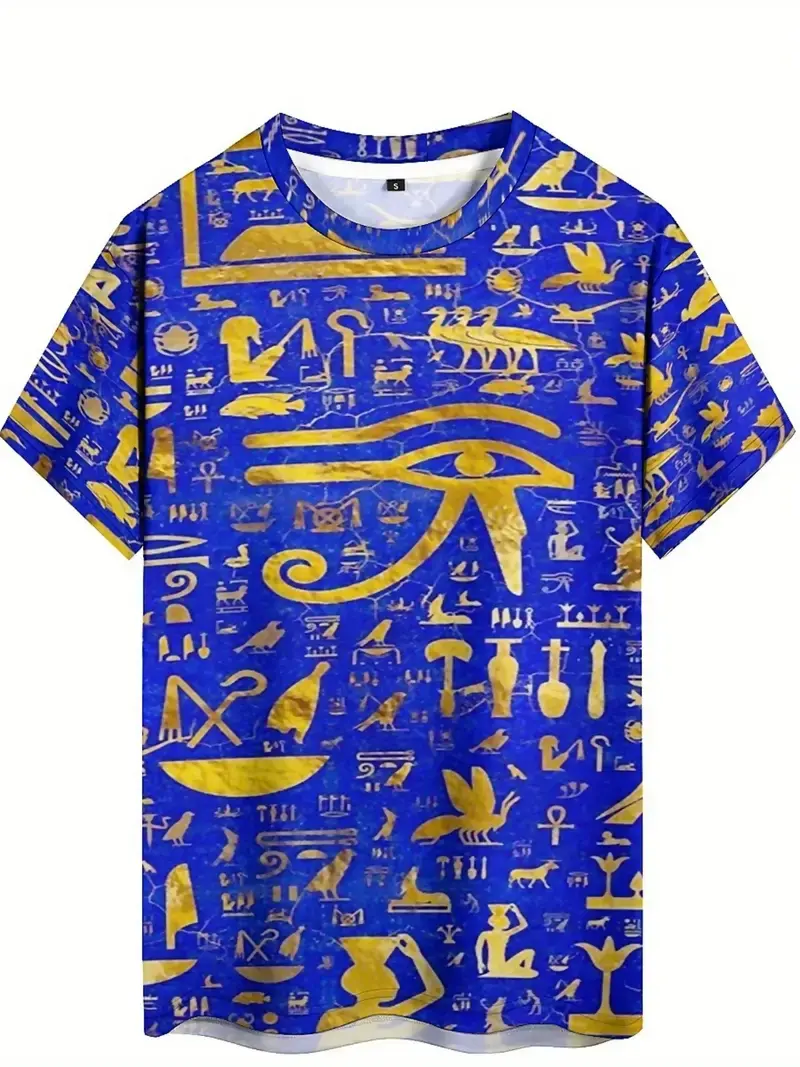 Ancient Egypt Graphic 3D Printed T-Shirt For Men Pharaoh Pattern T Shirts Summer Casual Tees Round Neck Tops Loose Short Sleeves