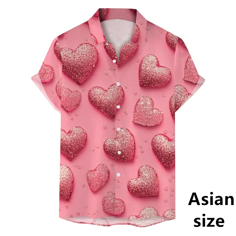 3D Rose Graphic Print Men's Shirt For Summer Fashion Short Sleeve Button Lapel Shirt For Males Hawaiian Beach Blouse For Couple