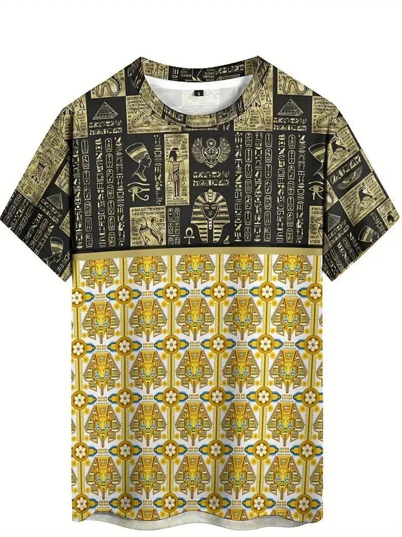 Ancient Egypt Graphic 3D Printed T-Shirt For Men Pharaoh Pattern T Shirts Summer Casual Tees Round Neck Tops Loose Short Sleeves