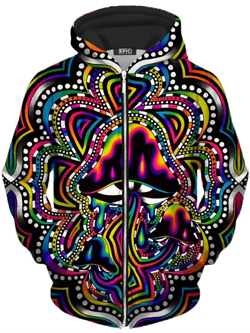 New Psychedelic Graphic Zipper Hoodie For Men Fashion Casual Hip Pop Sweatshirts Loose Kids Zip Up Coat Outdoor Men Clothes